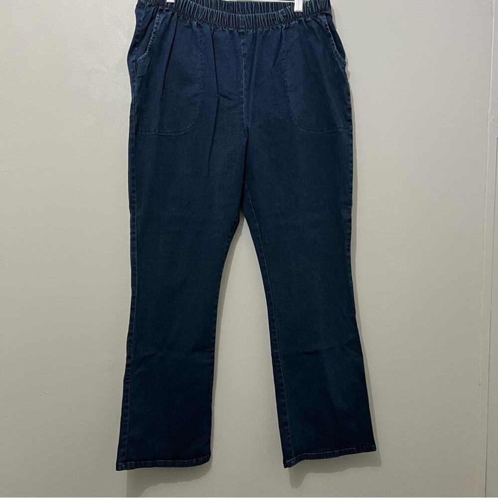 Roaman’s Straight Leg Pull On Blue Jeans with Pockets | Women’s Plus Size 20